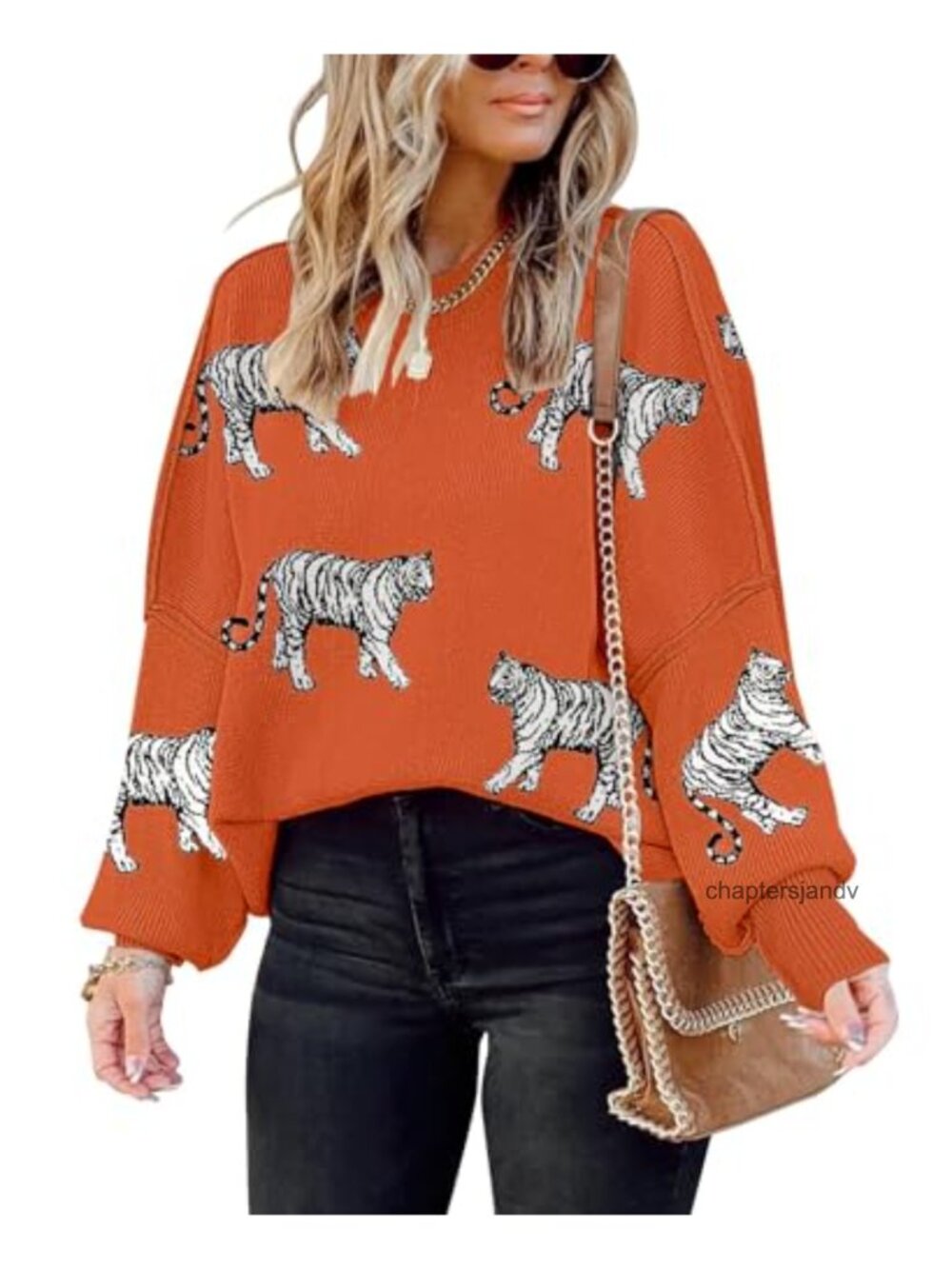 Womens Oversized Crewneck Batwing Sleeve Knit Pullover Sweater Loose Jumper